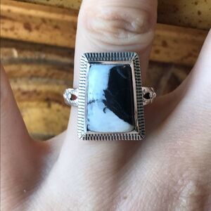 White Buffalo Sterling Silver Ring Size 7